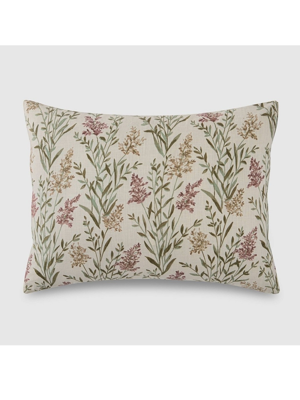Jeremiah Brent Home Floral Pillow Sham in Cream/ Green and Mauve Accents